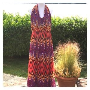 Hippy Boho Chic Psychedelic Colorful Print Maxi